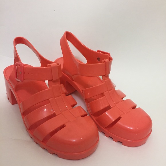 Kalli Coral Chunky Jelly Heels Size 8 - Picture 2 of 8